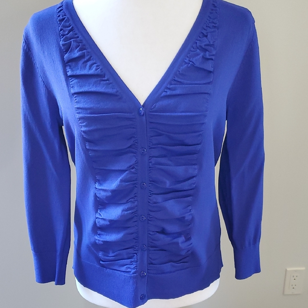 Vibrant Blue Ruched Cardigan